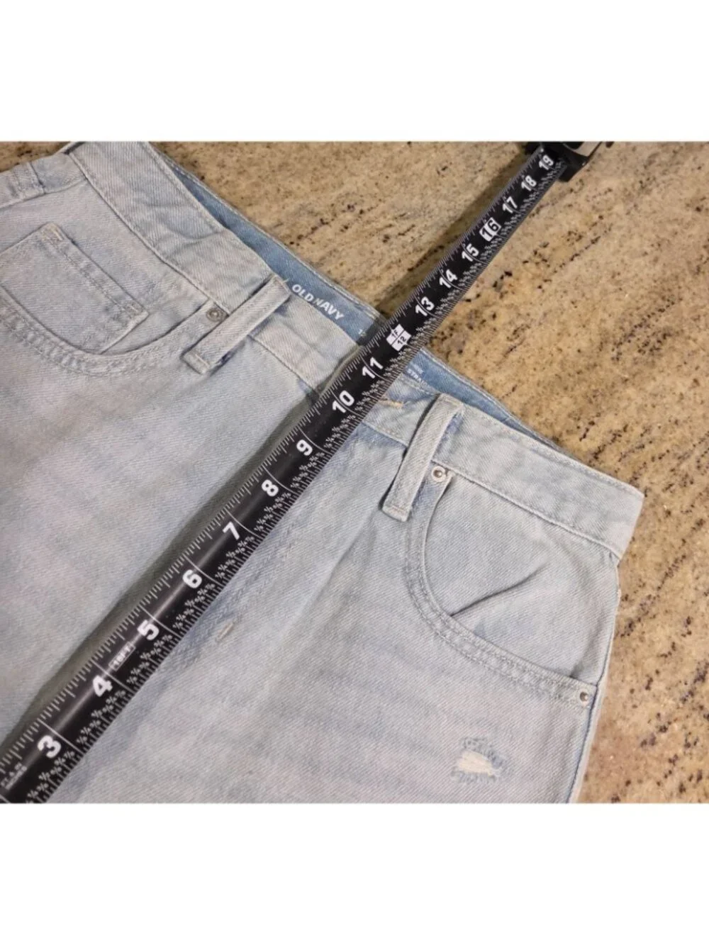 Old Navy Girls 12 Jean Shorts Slouchy Straight Cut Off Embroider Edgar Allen Po